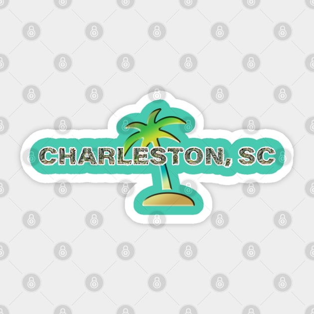 Charleston SC - Palmetto trees lettering Sticker by ToochArt